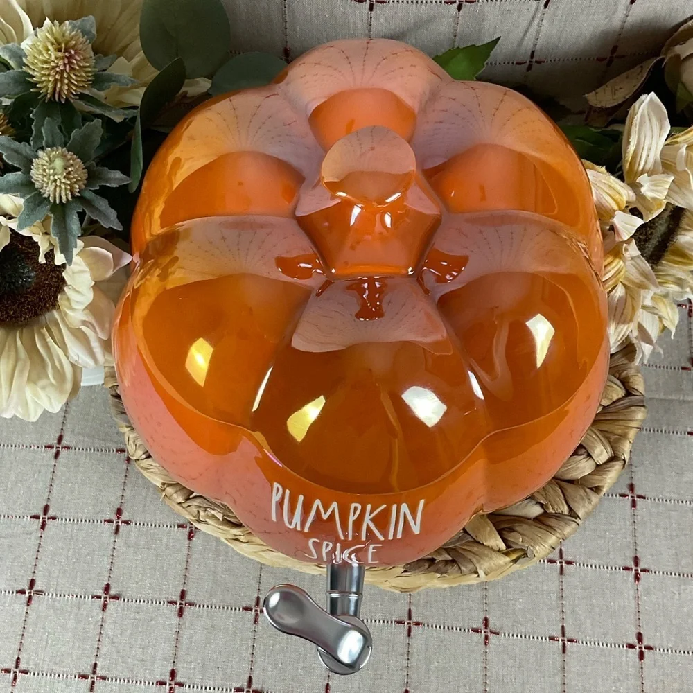 Rae Dunn Pumpkin Spice Drink Dispenser Iridescent Glossy Orange New Original Box - Picture 2 of 9